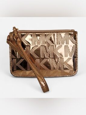 Michael Kors Rose Gold Embossed Logo Wristlet
